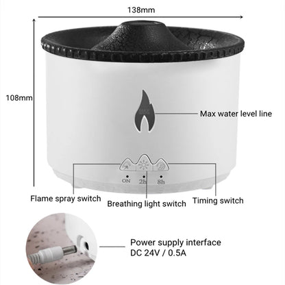 Desktop Air Humidifier Electric Aroma Essential Oil Diffuser with Flame Lamp Volcano Eruption Fragrance Machine for Home Office