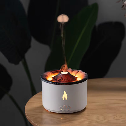 Desktop Air Humidifier Electric Aroma Essential Oil Diffuser with Flame Lamp Volcano Eruption Fragrance Machine for Home Office