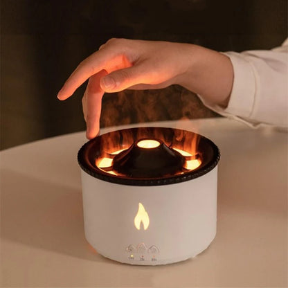 Desktop Air Humidifier Electric Aroma Essential Oil Diffuser with Flame Lamp Volcano Eruption Fragrance Machine for Home Office